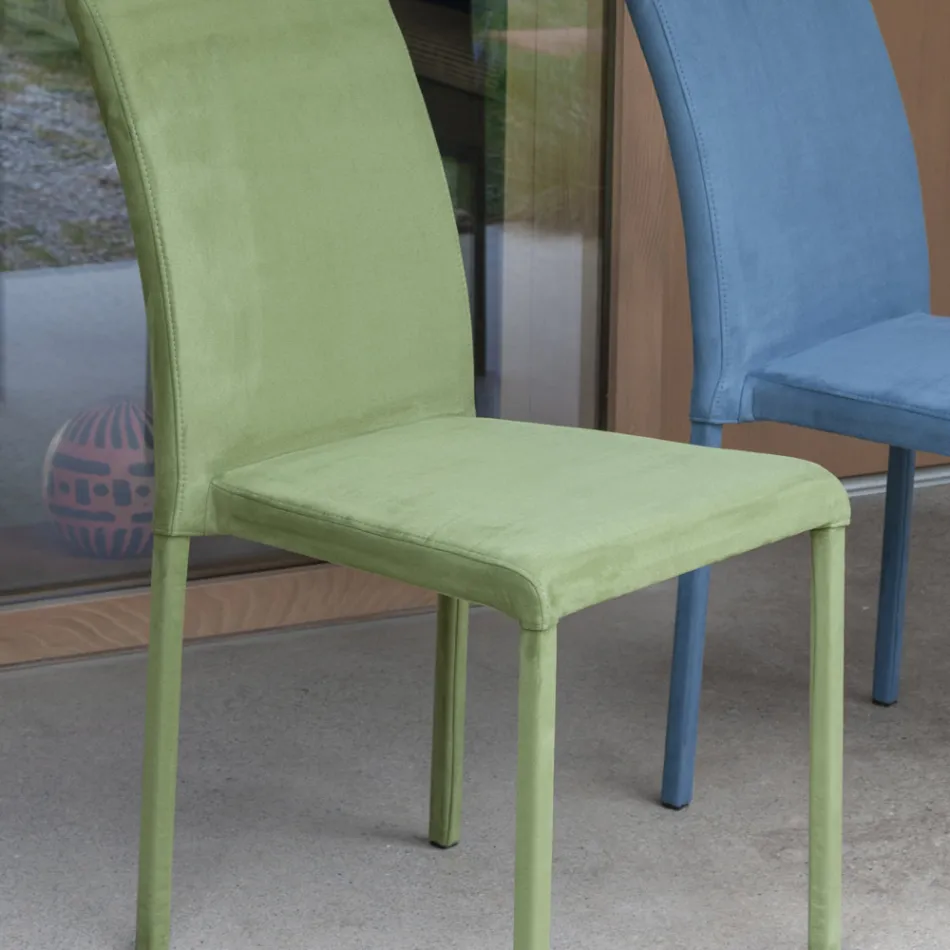 Esszimmerstuhl aus Metall mit farbigem Econabuk bezogen, 4 Stück - Anita Viadurini