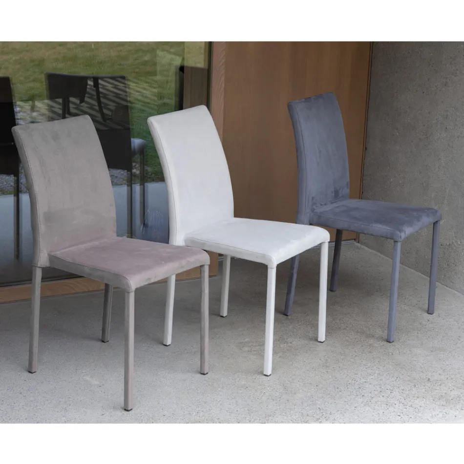 Esszimmerstuhl aus Metall mit farbigem Econabuk bezogen, 4 Stück - Anita Viadurini