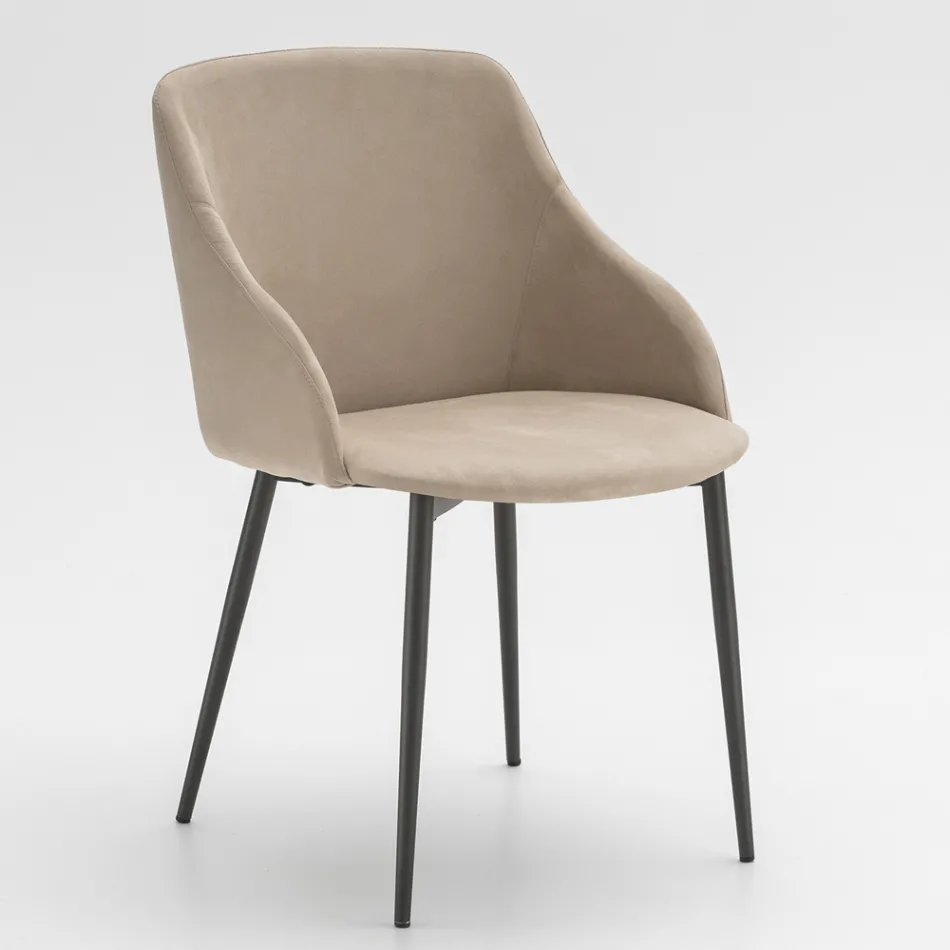 Esszimmerstuhl aus Metall mit Mikrofaserbezug Made in Italy - Suzanne Viadurini