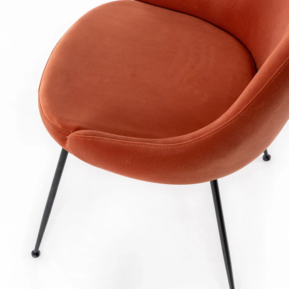 Wohnzimmerstuhl mit Sitz aus Mikrofaserstoff in verschiedenen Farben – Sandelholz Viadurini