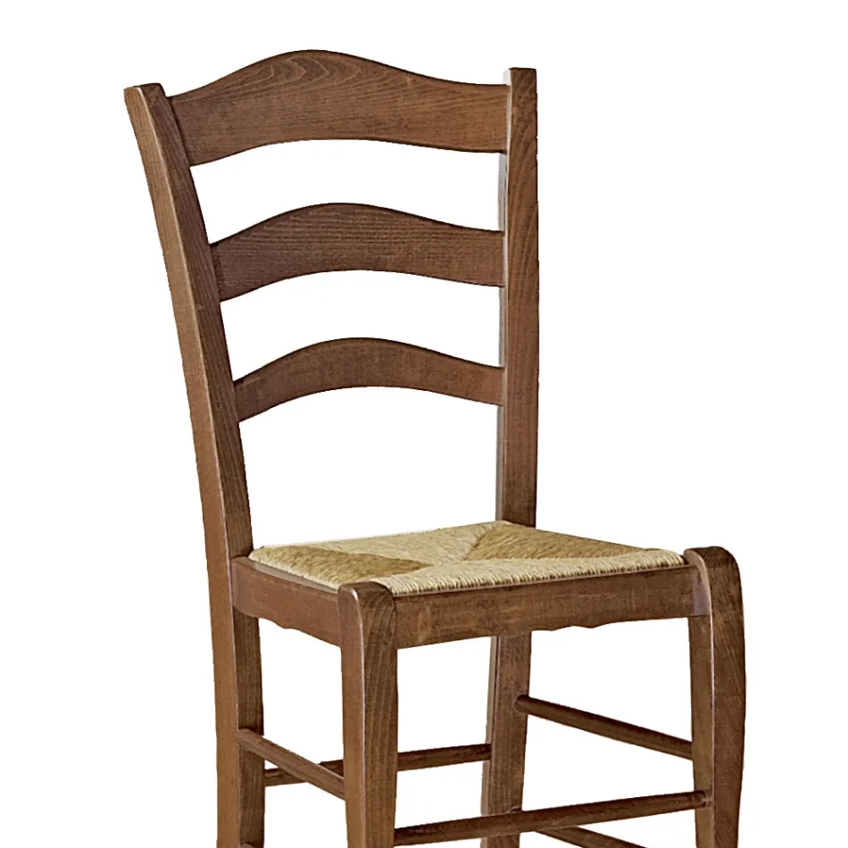 Wohnzimmerstuhl aus Buche mit Strohsitz, hergestellt in Italien – Tamara Viadurini