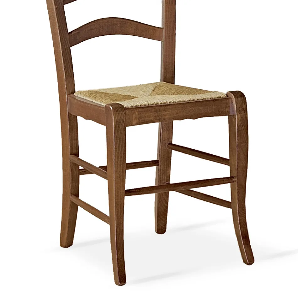 Wohnzimmerstuhl aus Buche mit Strohsitz, hergestellt in Italien – Tamara Viadurini