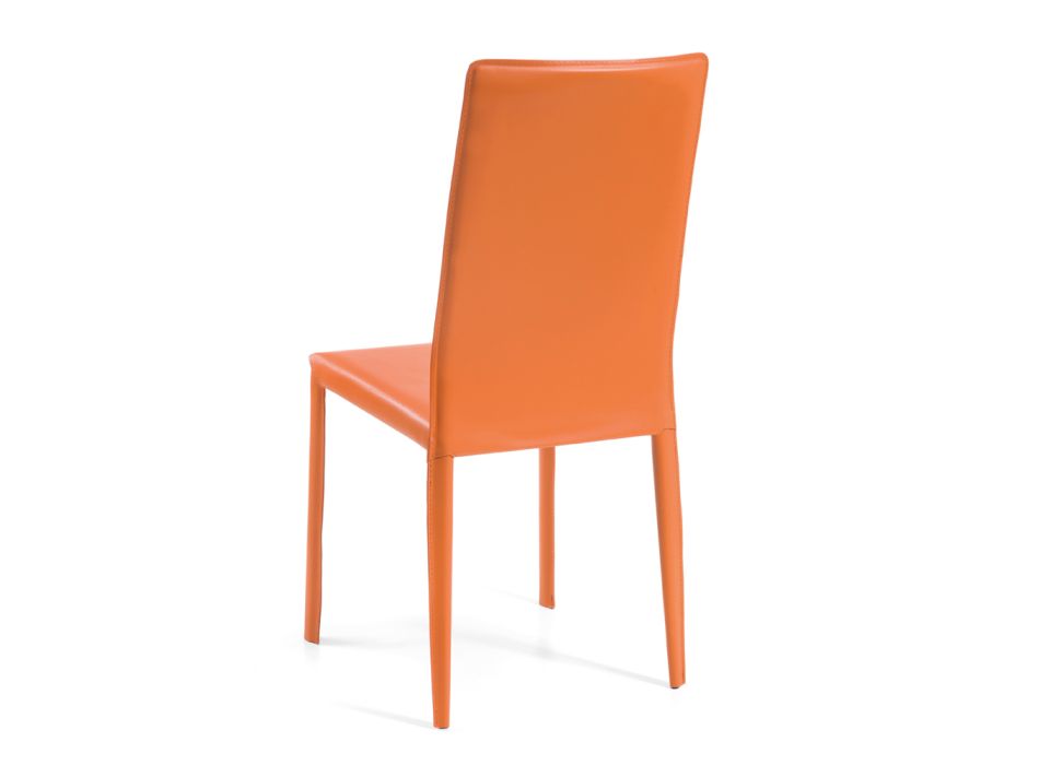 Wohnzimmerstuhl aus orangefarbenem regeneriertem Leder, hergestellt in Italien – Ride Viadurini