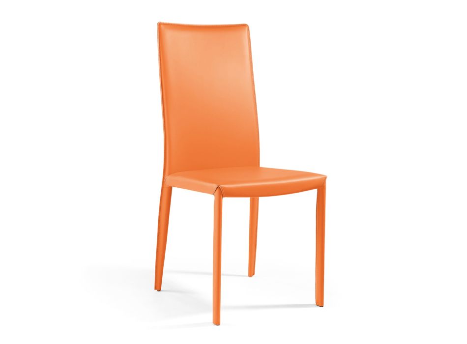 Wohnzimmerstuhl aus orangefarbenem regeneriertem Leder, hergestellt in Italien – Ride Viadurini