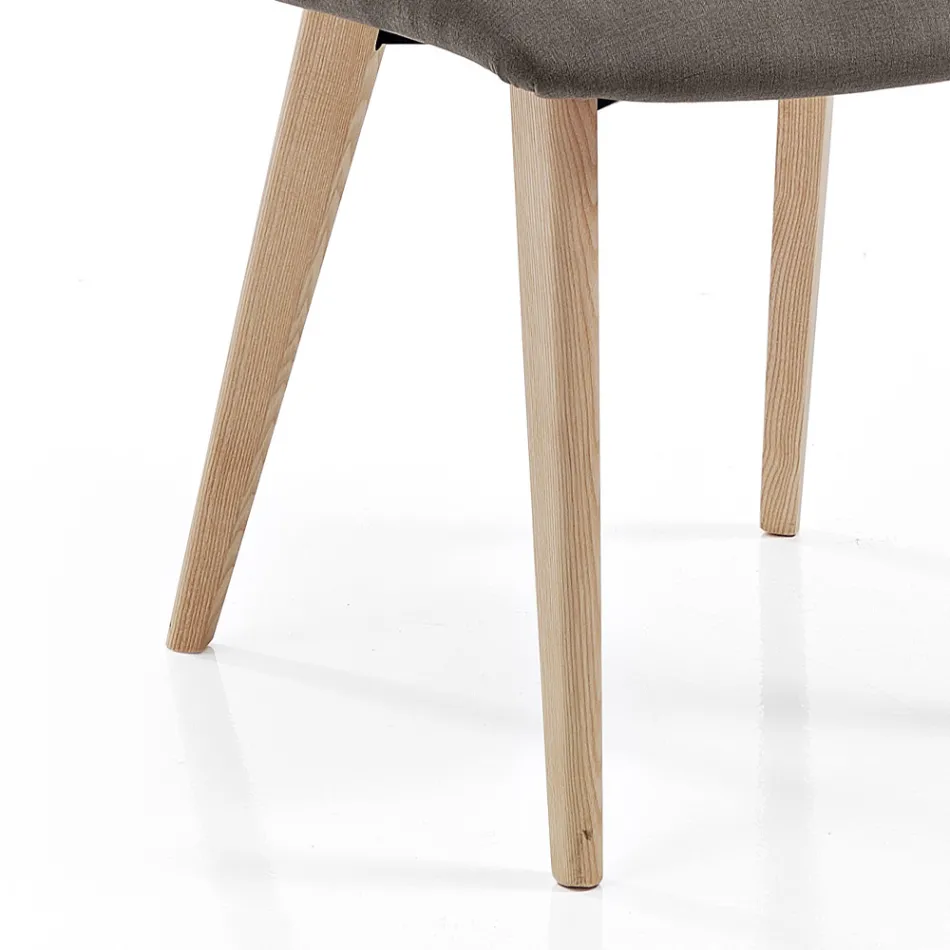 Wohnzimmerstuhl mit Stoffbezug und Beinen aus Eschenholz - Florinda Viadurini