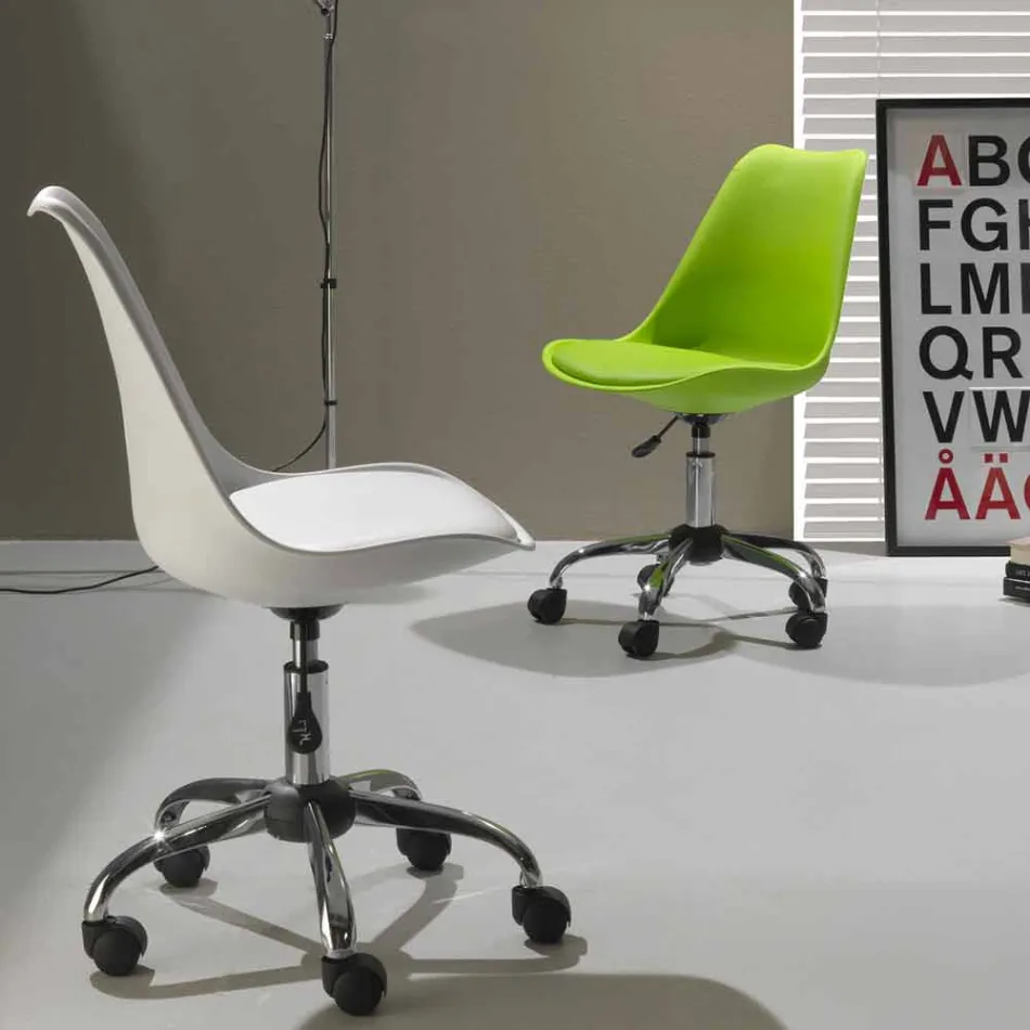 Bürostuhl mit Gasfeder aus farbigem Polypropylen und Metall - Loredana Viadurini