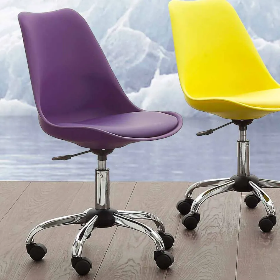 Bürostuhl mit Gasfeder aus farbigem Polypropylen und Metall - Loredana Viadurini