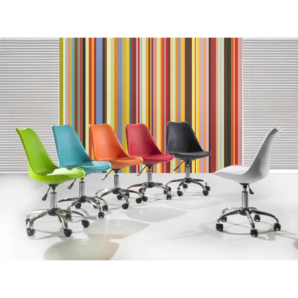 Bürostuhl mit Gasfeder aus farbigem Polypropylen und Metall - Loredana Viadurini