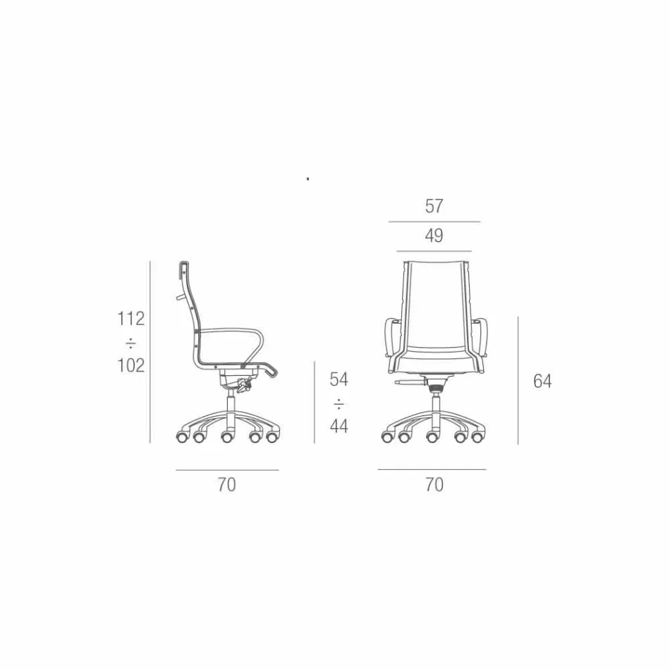 Bürostuhl mit Monocoque aus Kunstleder hergestellt in Italy Agata Viadurini