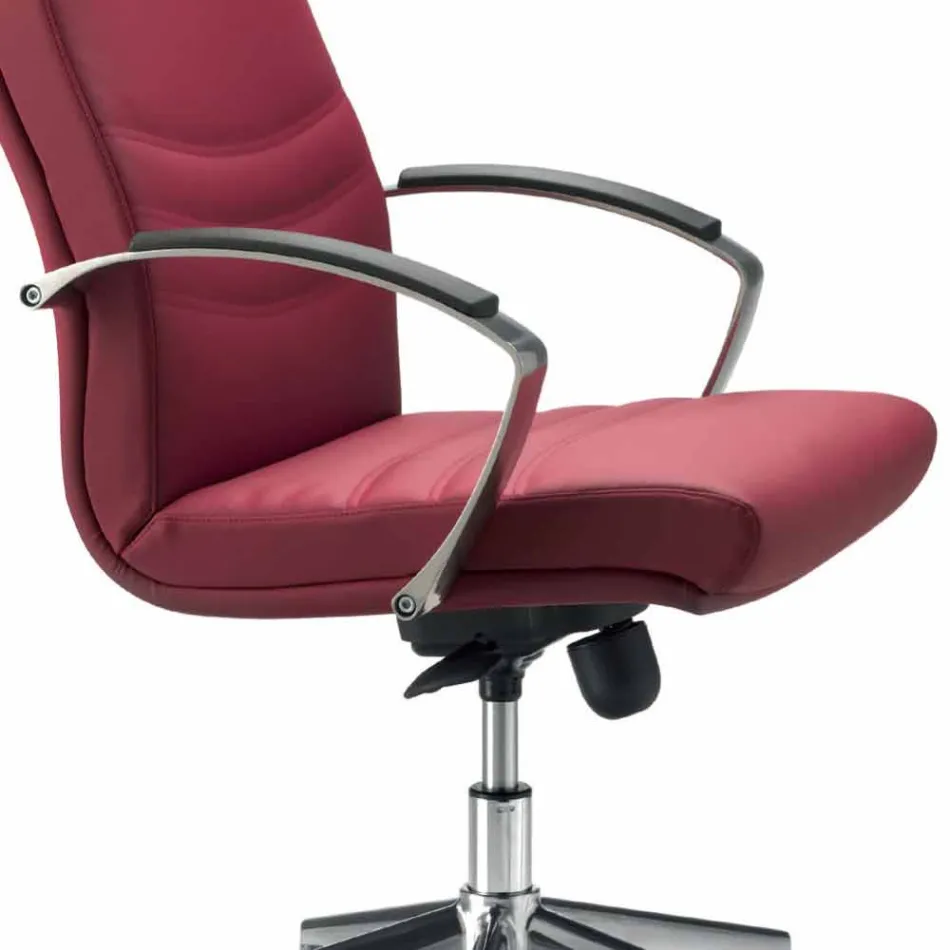 Bürostuhl in Buche gepolstert in Kuhhaut Blumenart Debora Viadurini