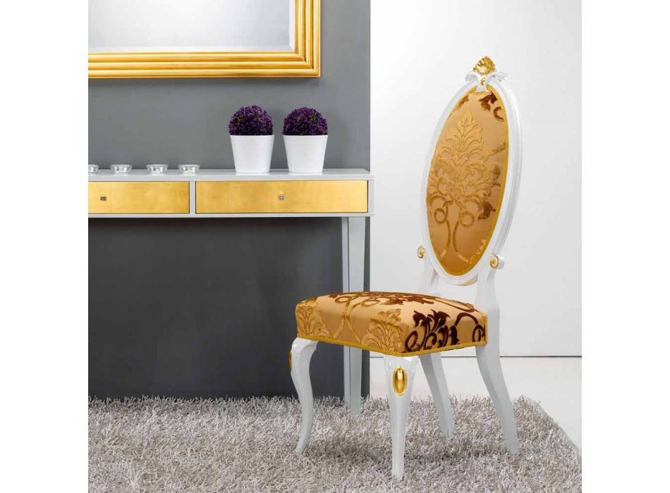 Stuhl klassisches Design aus Holz mit Blattgold Dekorationen Tristan Viadurini