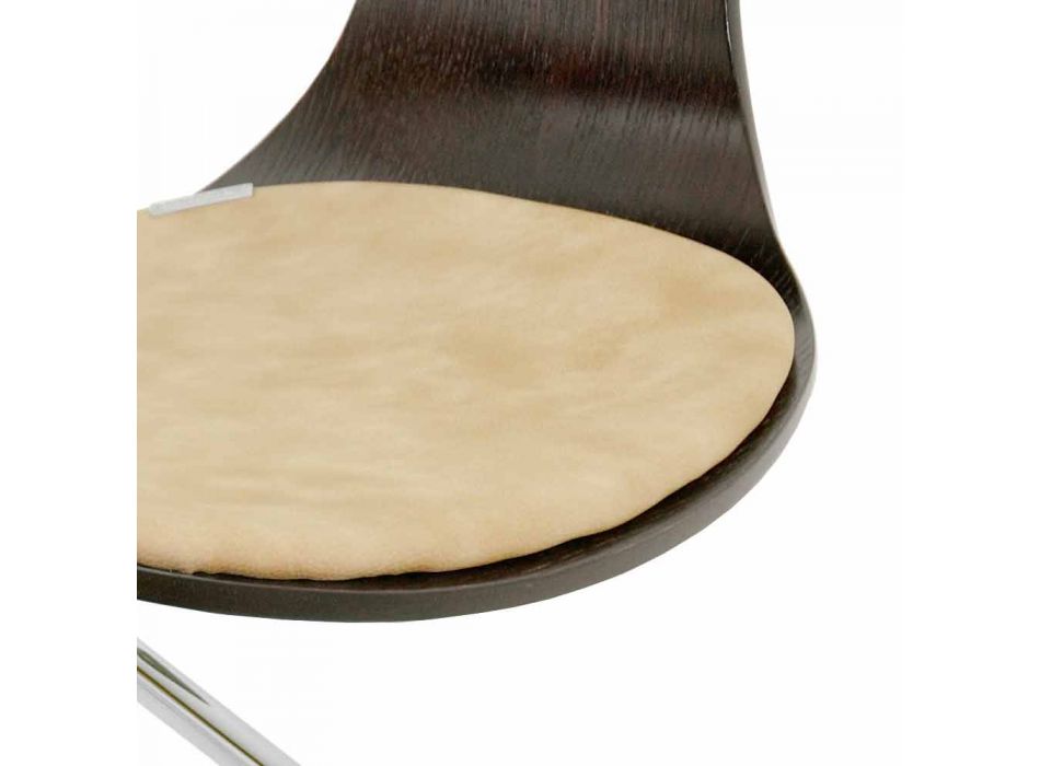 Designstuhl aus Eichen- oder Wengeholz mit italienischem Luxuskissen - Rimmel Viadurini
