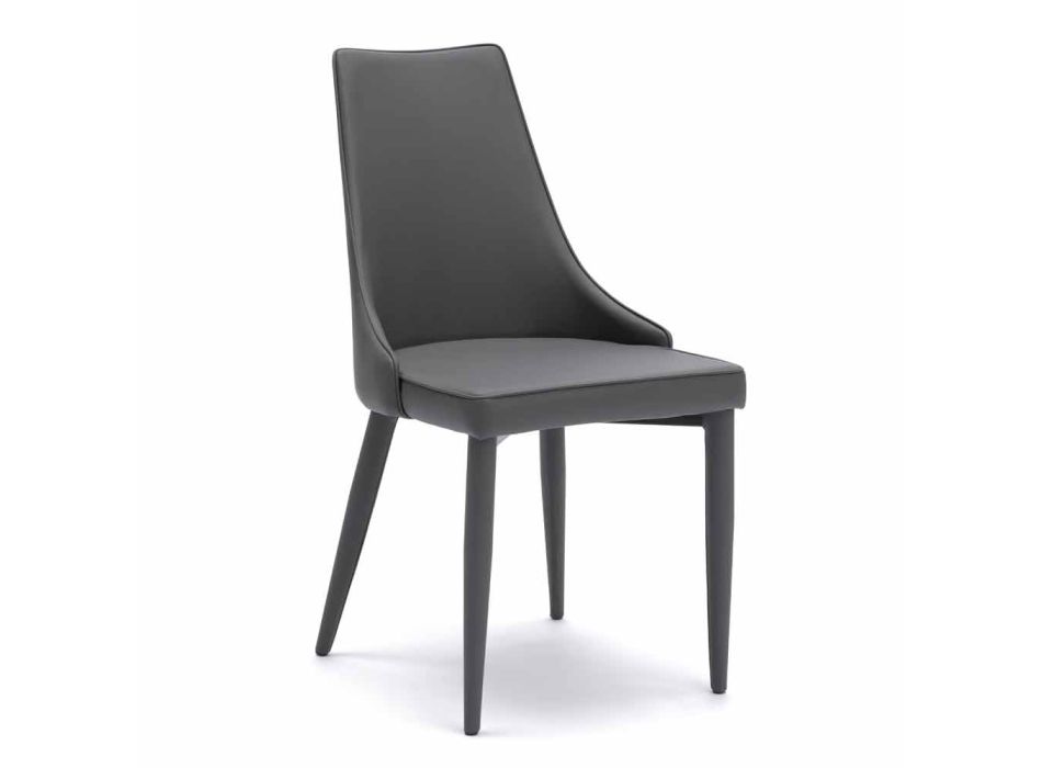 Stuhl im modernen Design mit grauem Kunstleder bezogen, 4 Stück Viadurini