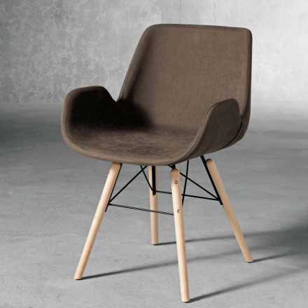 Design Stuhl aus Holz und Stoff made in Italy Ornica Viadurini