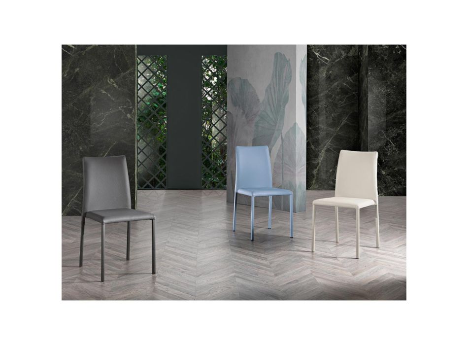 Eleganter moderner Designstuhl aus farbigem Kunstleder für das Wohnzimmer - Grenger Viadurini