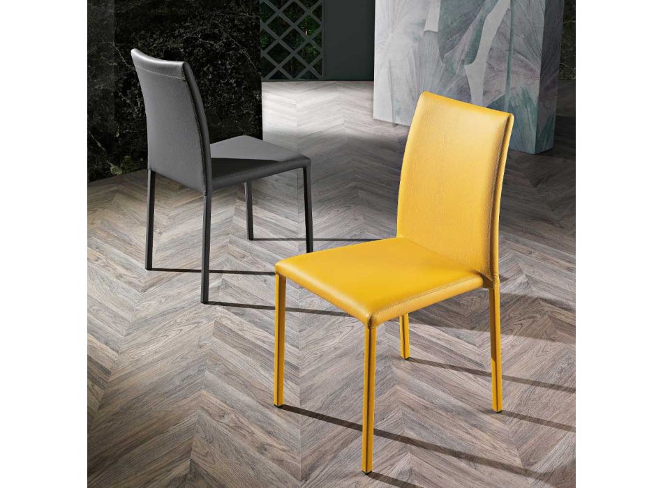 Eleganter moderner Designstuhl aus farbigem Kunstleder für das Wohnzimmer - Grenger Viadurini