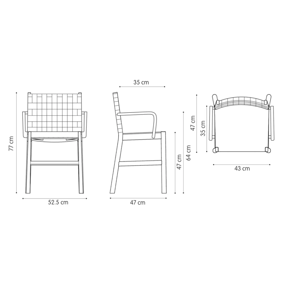 Luxusstuhl aus beige lackierter Buche und geflochtenem Leder, hergestellt in Italien – Nora Viadurini