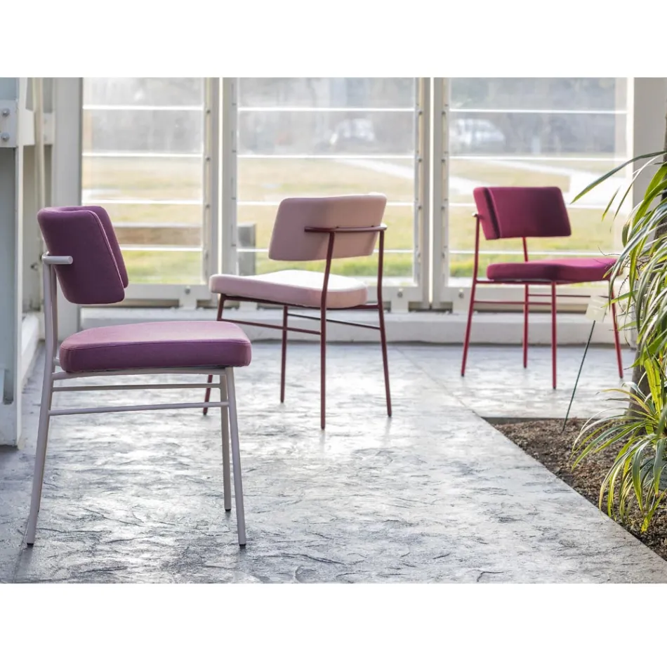 Luxuriöser Stoffstuhl mit Metallgestell, hergestellt in Italien, 2 Stück – Alaska Viadurini