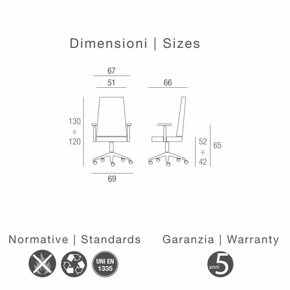 Moderner Edda Chefsessel aus Leder, hergestellt in Italien Viadurini