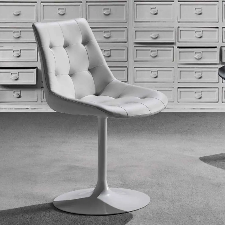 Drehstuhl, Sitz in Ecoleather Capitonnè Verarbeitung - Aura Viadurini