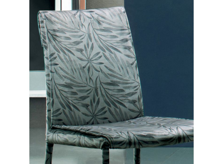 Gepolsterter und mit Stoff gepolsterter Stuhl, hergestellt in Italien, 4-teilig – Monnalisa Viadurini