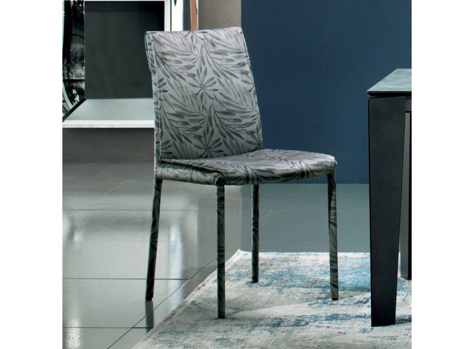 Gepolsterter und mit Stoff gepolsterter Stuhl, hergestellt in Italien, 4-teilig – Monnalisa Viadurini