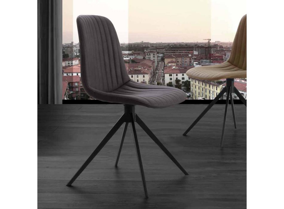 Gepolsterter Stuhl aus Öko-Nubuk und Metall, modernes Design, Taranto Viadurini