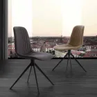 Gepolsterter Stuhl aus Öko-Nubuk und Metall, modernes Design, Taranto Viadurini