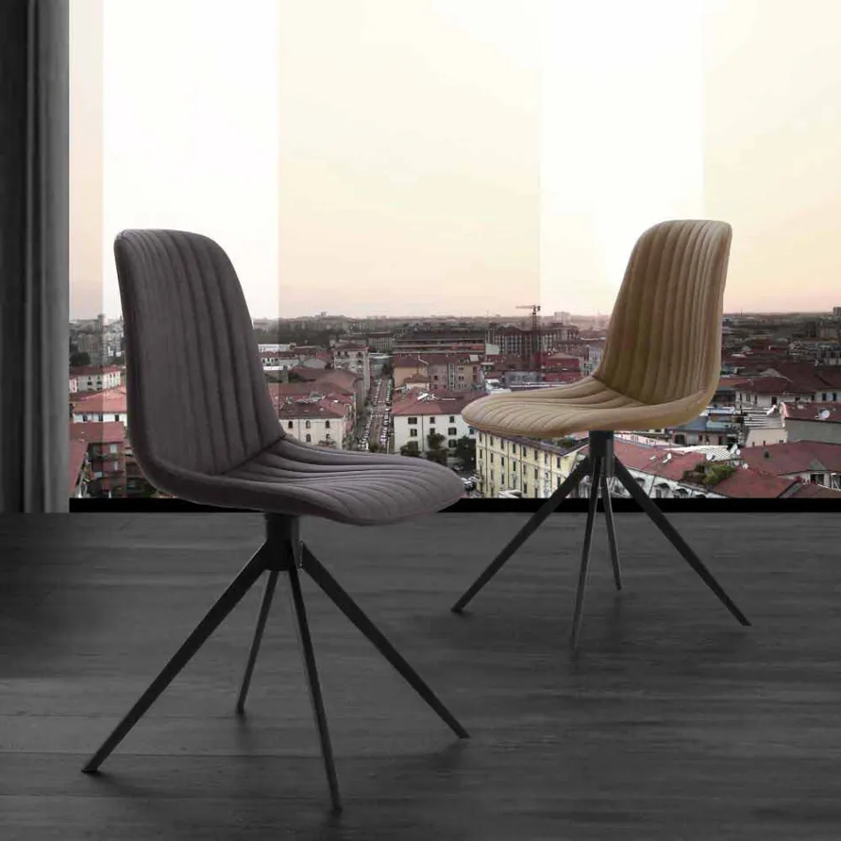 Gepolsterter Stuhl aus Öko-Nubuk und Metall, modernes Design, Taranto Viadurini