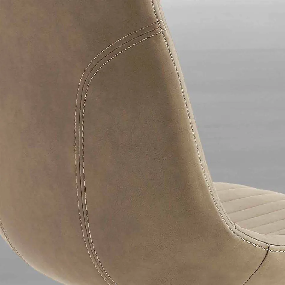 Gepolsterter Stuhl aus Öko-Nubuk und Metall, modernes Design, Taranto Viadurini