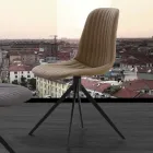Gepolsterter Stuhl aus Öko-Nubuk und Metall, modernes Design, Taranto Viadurini