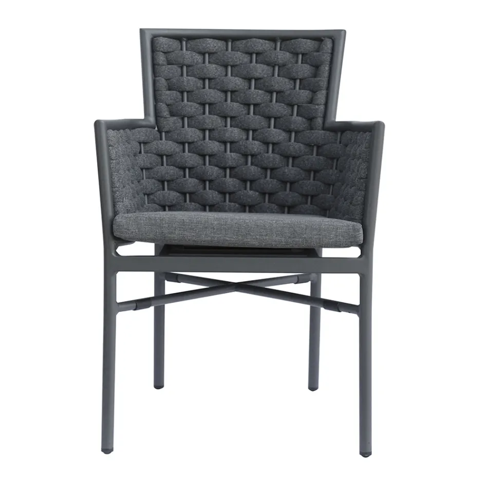 Stapelbarer Stuhl mit gepolsterten Seilarmlehnen und Rückenlehne - Gardenia Viadurini