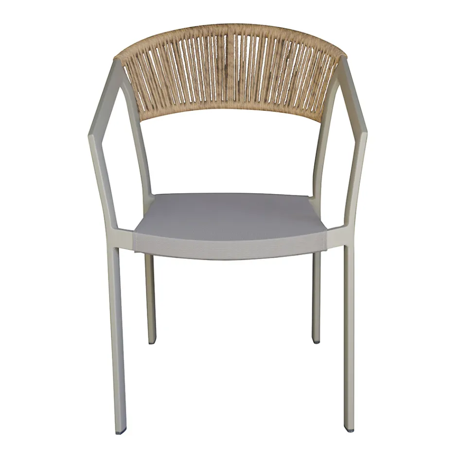 Stapelbarer Stuhl mit Textilene-Sitz und Twist Wicker Back - Passion Viadurini