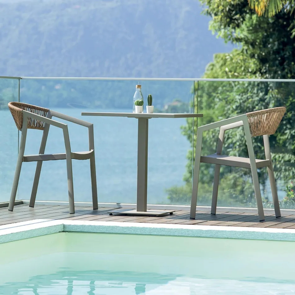 Stapelbarer Stuhl mit Textilene-Sitz und Twist Wicker Back - Passion Viadurini