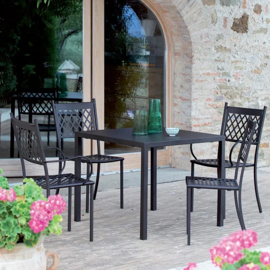 Stapelbarer Outdoor-Stuhl aus verzinktem Stahl Made in Italy 4 Stück - Celia Viadurini