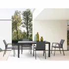 Stapelbarer Außenstuhl aus Stoff und lackiertem Aluminium, 4 Stück - Assia Viadurini