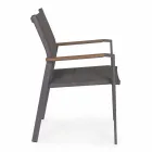 Stapelbarer Outdoor-Stuhl aus Textilene und Anthrazit-Aluminium, 6 Stück - Urban Viadurini