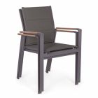 Stapelbarer Outdoor-Stuhl aus Textilene und Anthrazit-Aluminium, 6 Stück - Urban Viadurini