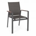 Stapelbarer Outdoor-Stuhl aus Textilene und Anthrazit-Aluminium, 6 Stück - Urban