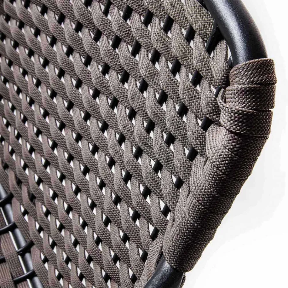 Stapelbarer Gartenstuhl mit Metallarmlehnen und Seil, 4 Stück - Kabarett Viadurini