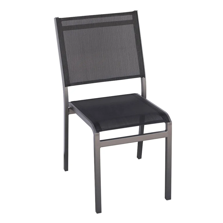 Stapelbarer Gartenstuhl aus Aluminium und Textilene weiß oder grau - Floraforma Viadurini