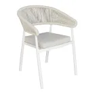 Stapelbarer Aluminiumstuhl mit Seilkissen und Rückenlehne - Frescultura Viadurini