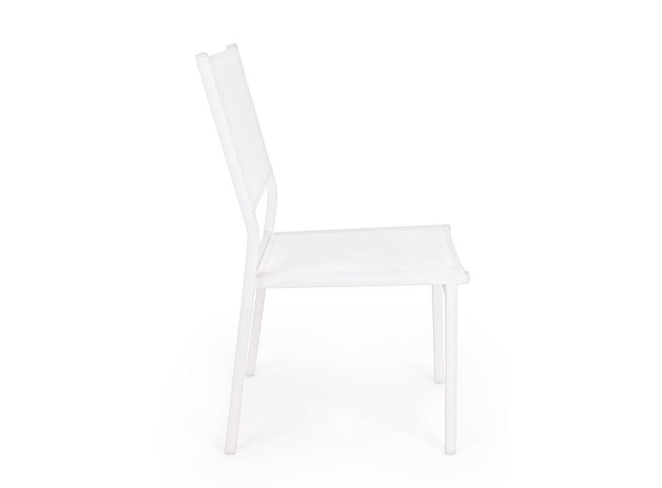 Stapelbarer Stuhl aus Aluminium und Textilene für den Garten, modernes Design - Franz Viadurini