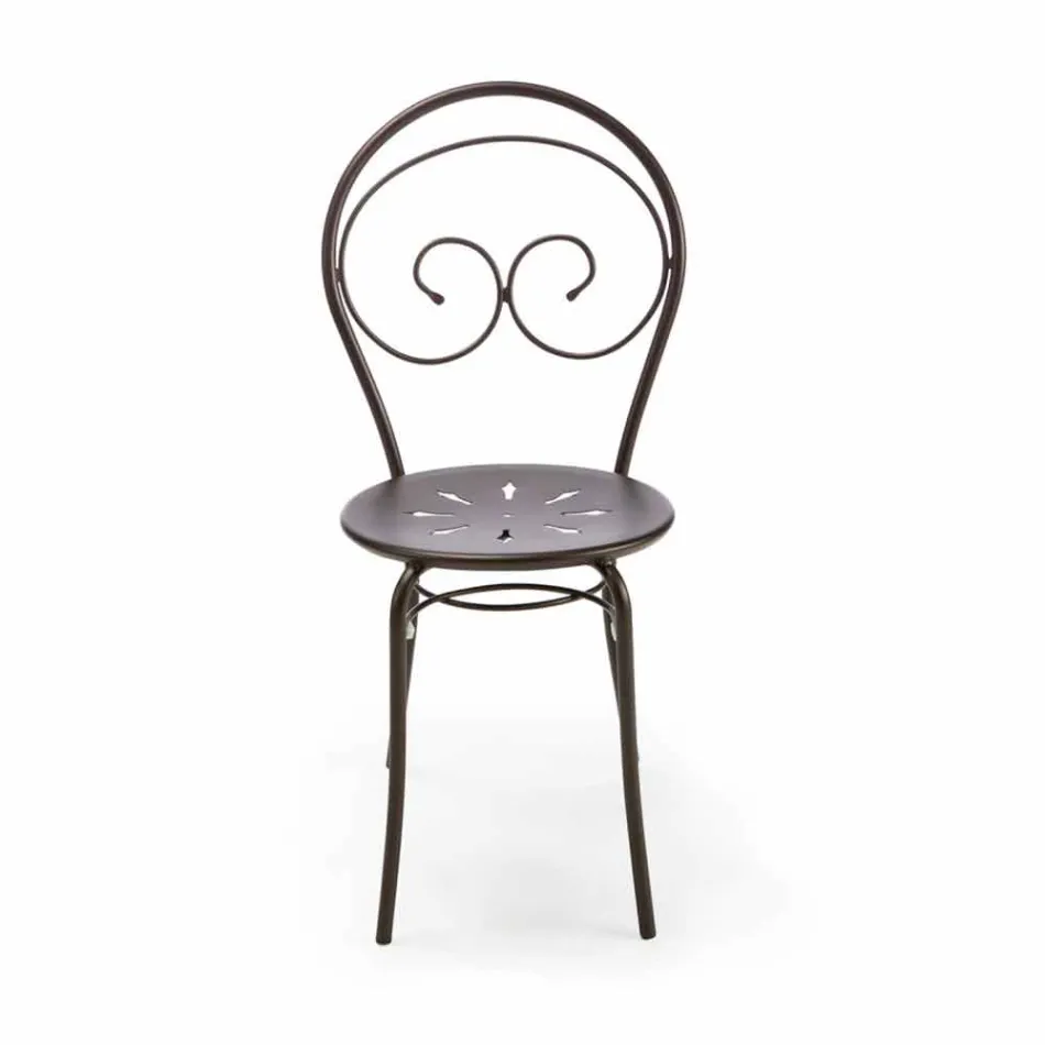 Stapelbarer Gartenstuhl aus Metall Made in Italy, 2 Stück - Autorität Viadurini