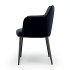 Stahlstuhl mit samtbezogenem Sitz, hergestellt in Italien – Arisa Viadurini