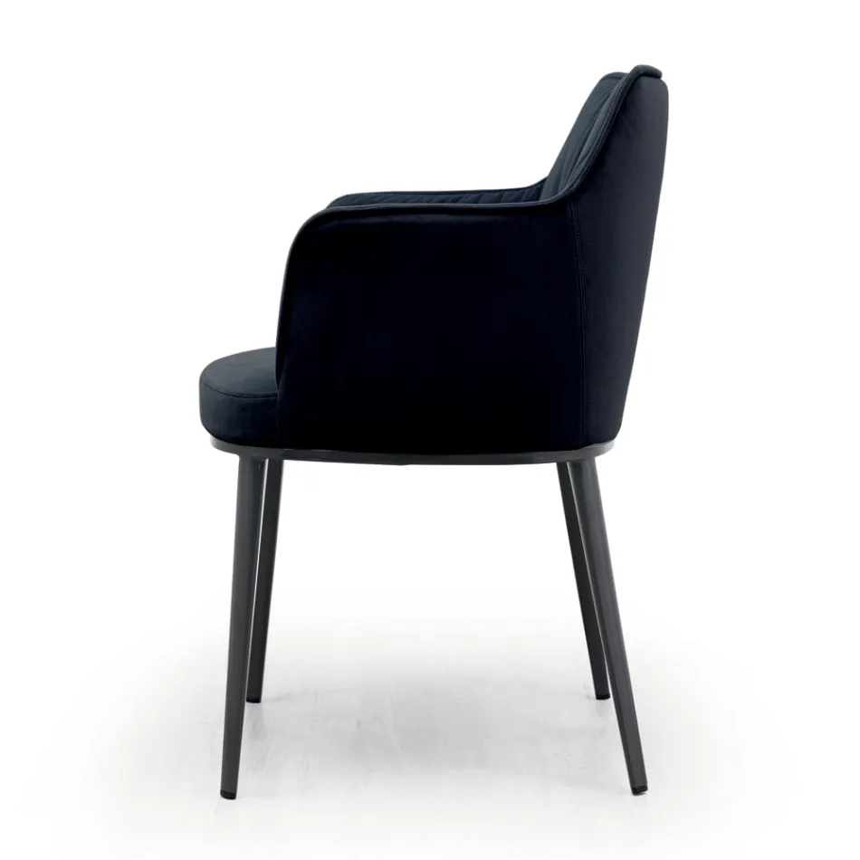 Stahlstuhl mit samtbezogenem Sitz, hergestellt in Italien – Arisa Viadurini