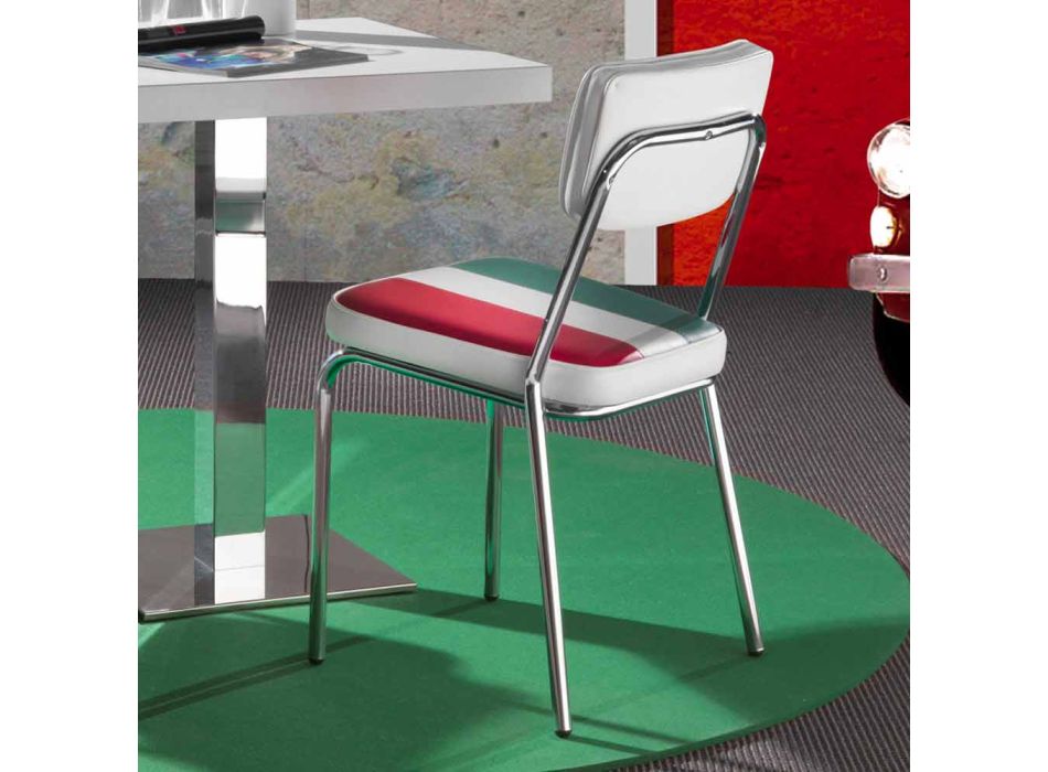Stuhl aus Ökoleder mit italienischer Flagge von Banda Design Viadurini