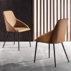 Öko-Ledersessel mit verzierter Rückenlehne und schwarzer Metallbasis, 2 Stück - Nima Viadurini