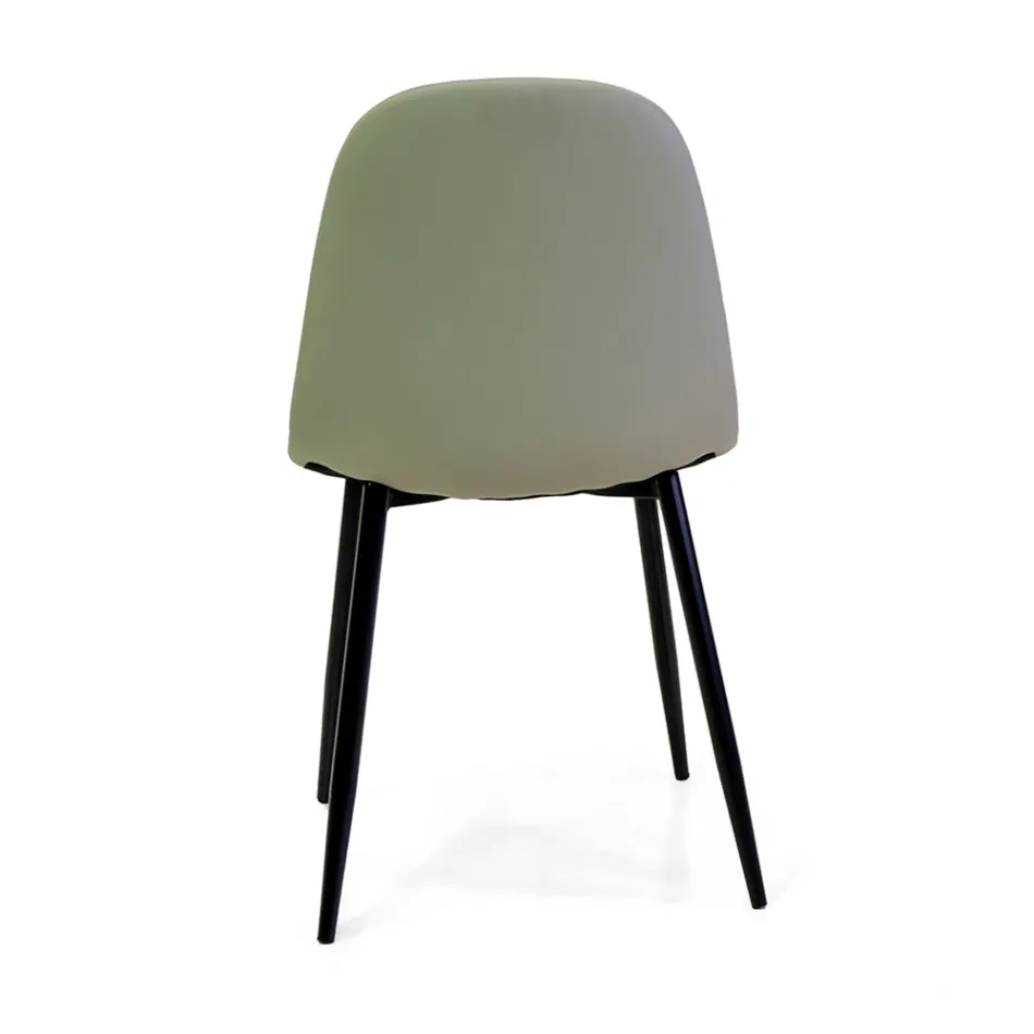 Öko-Lederstuhl mit verschiedenen Oberflächen und Metallstruktur - Pencil Viadurini