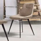 Stuhl aus Ökoleder in Nabuk-Optik, Metallstruktur - Ermes Viadurini